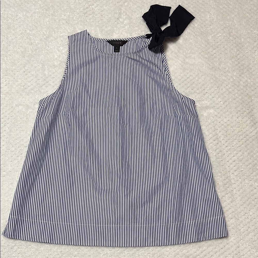 J Crew Striped Sleeveless Top with Bow